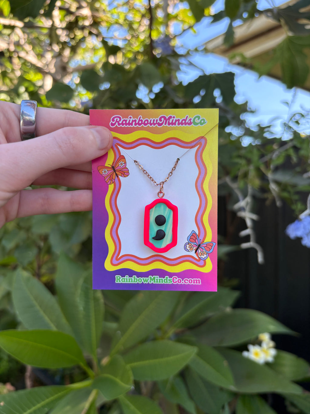 Mental Health Matters - Handmade Polymer Clay Necklace- Semicolon