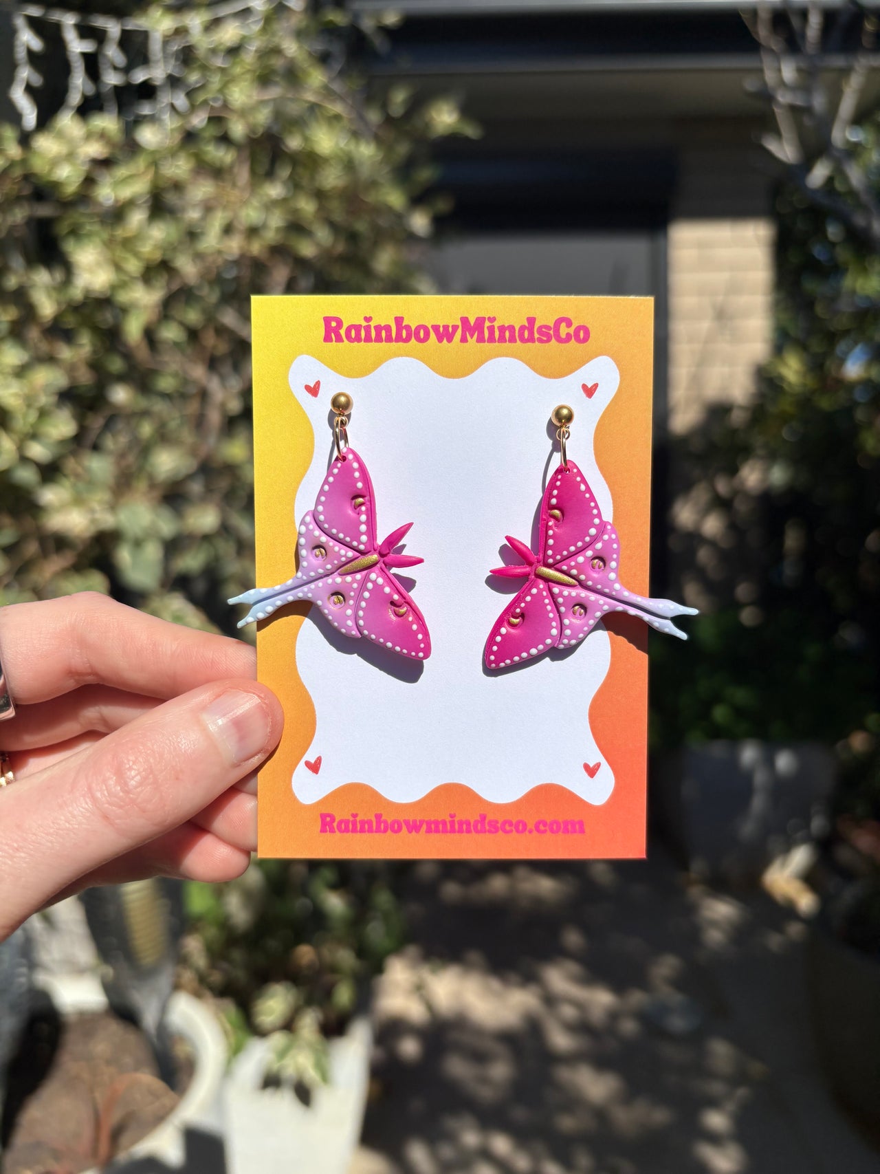 Mystic Moth - Purple Gradient Moth Polymer Clay Earrings