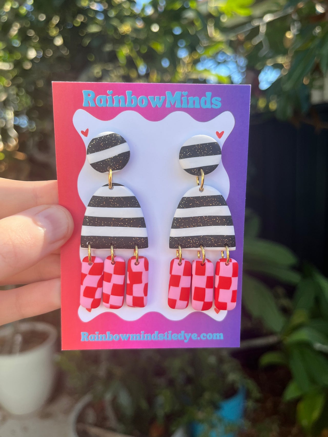 Checker Drops - Statement Polymer Clay Earrings