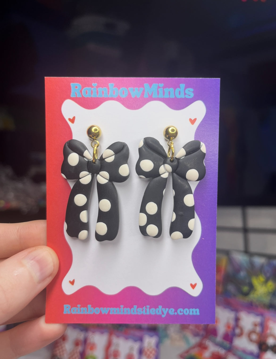 Polka Dot Love - Black & White spotted polymer clay earrings