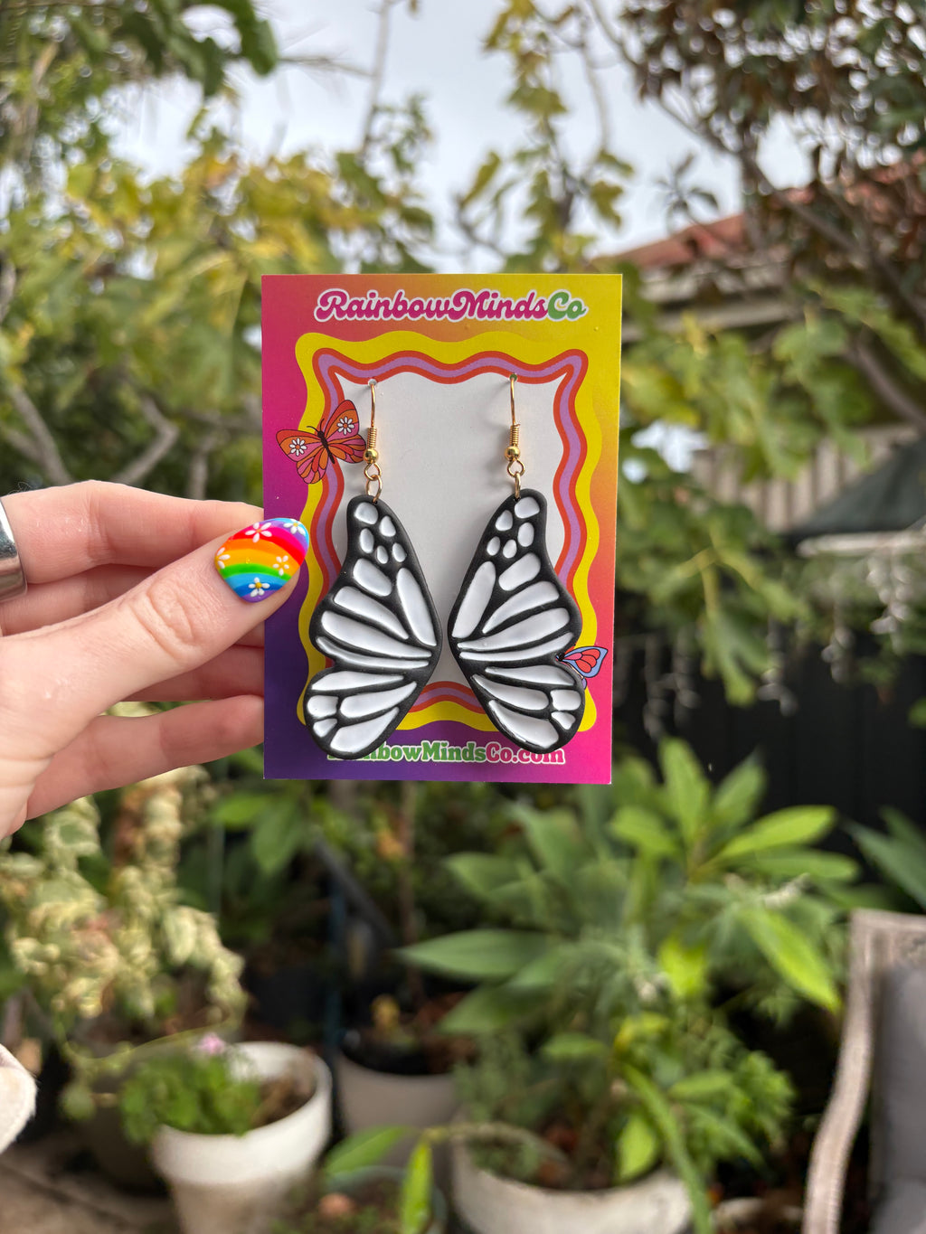 Monarch Wing Dangles - Handmade Polymer Clay Earrings