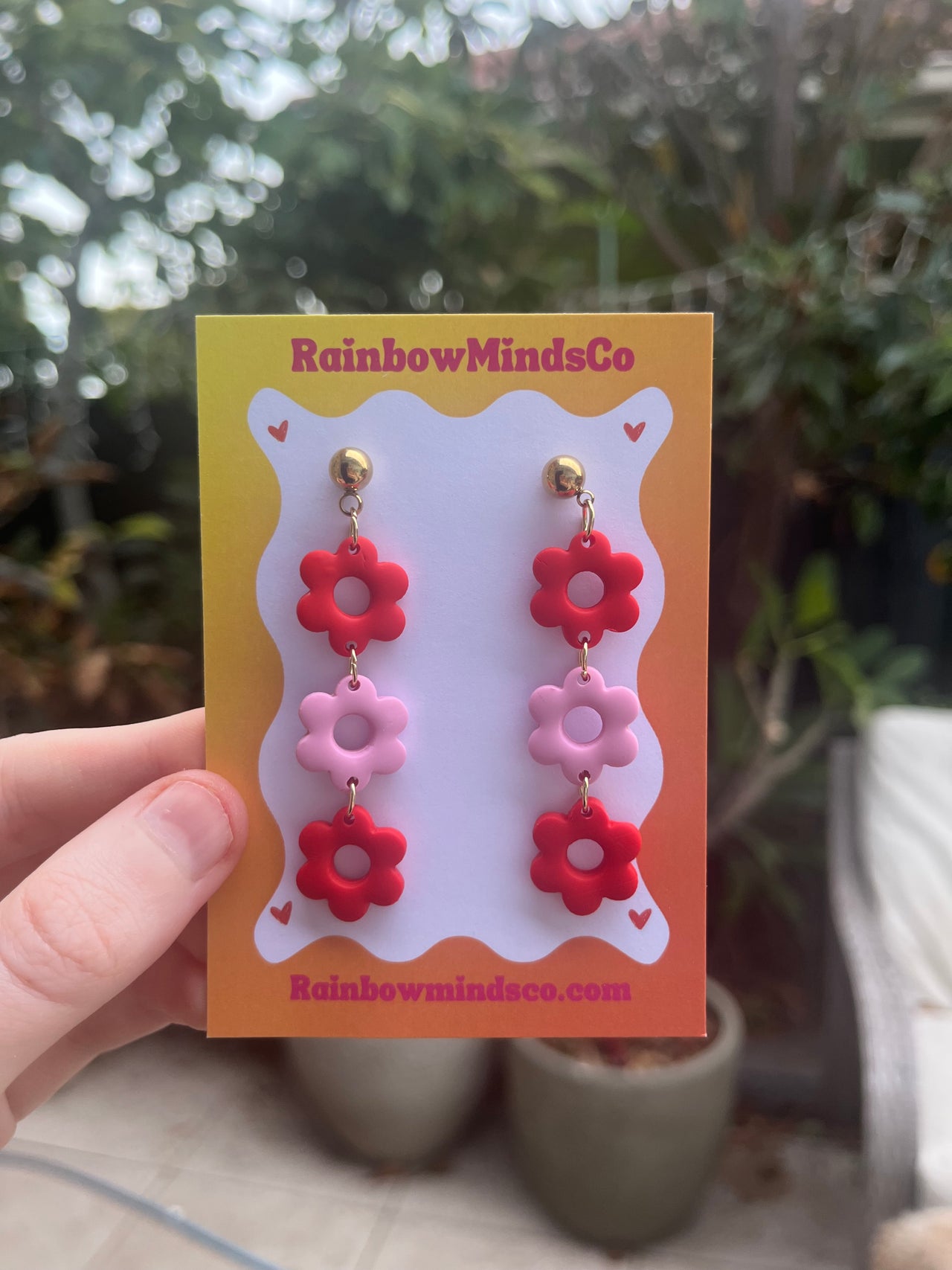 Cherry Pop Flowers - Pink & Red Flower Polymer Clay Dangles