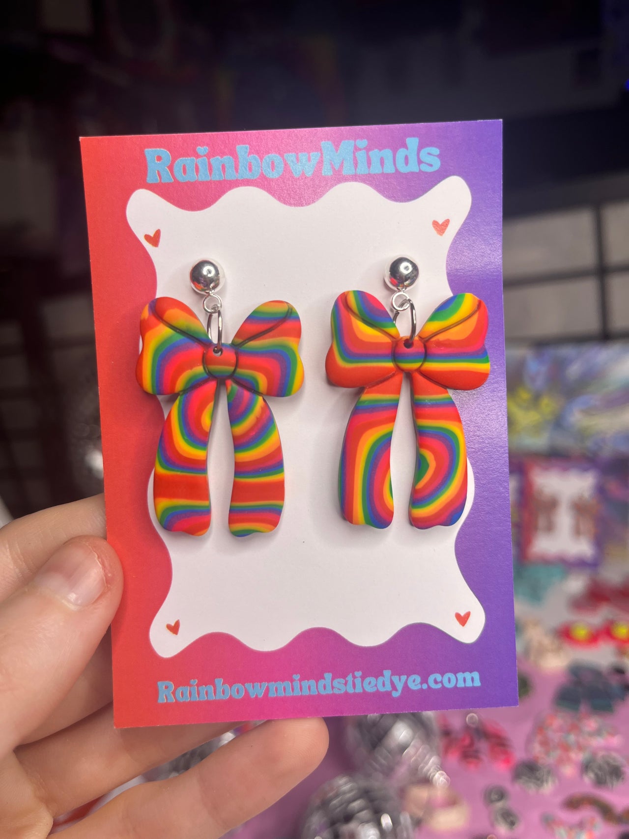 Rainbow Dream- Rainbow Bow Polymer Clay Earrings