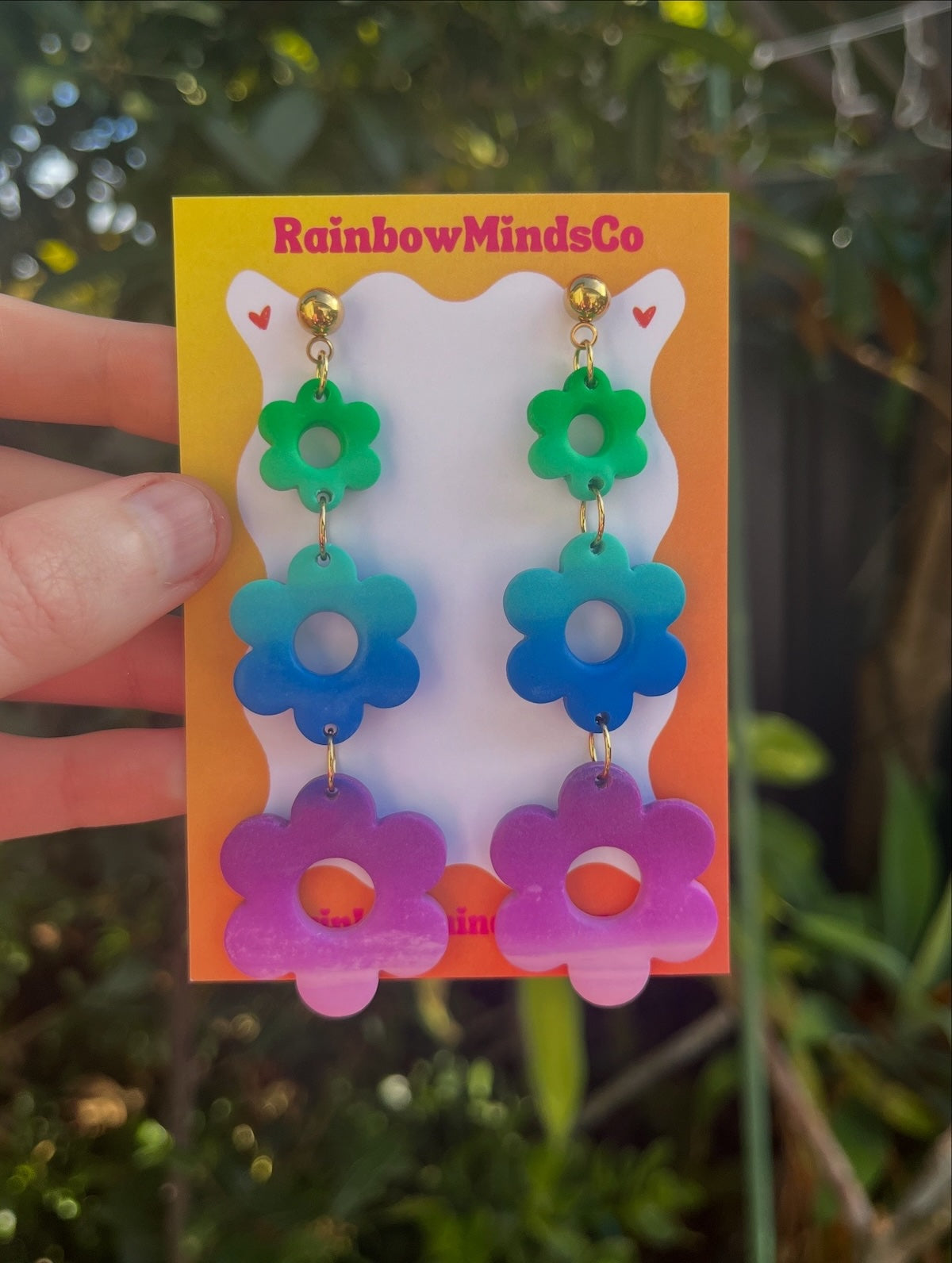 Aurora Retro Bloom Polymer Clay Earrings- Layered 70s Flower Dangles