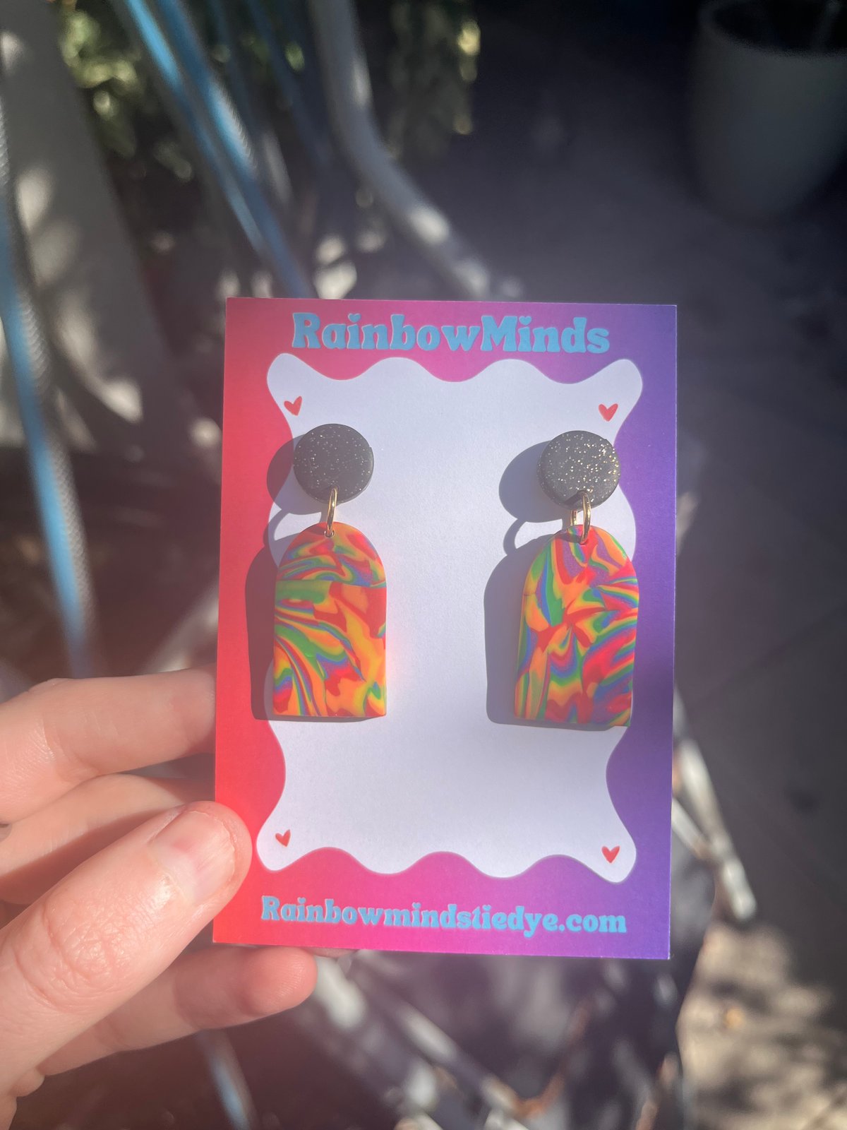 Rainbow Retro Arch Polymer Clay Earrings- Rainbow Arch Dangles