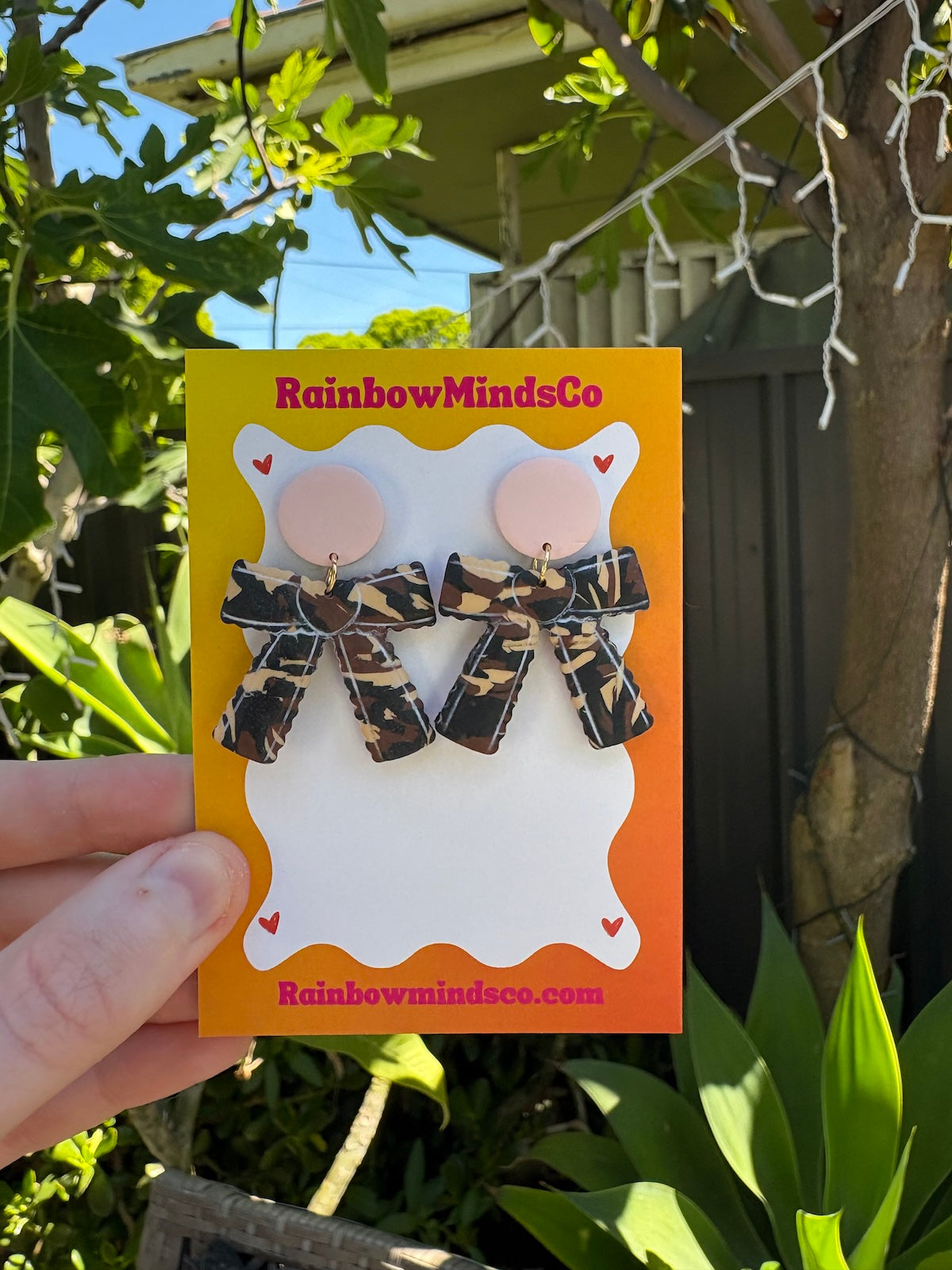 Latte Luxe Bow Earrings- Ribbon Polymer Clay Dangles- 2 colour variants