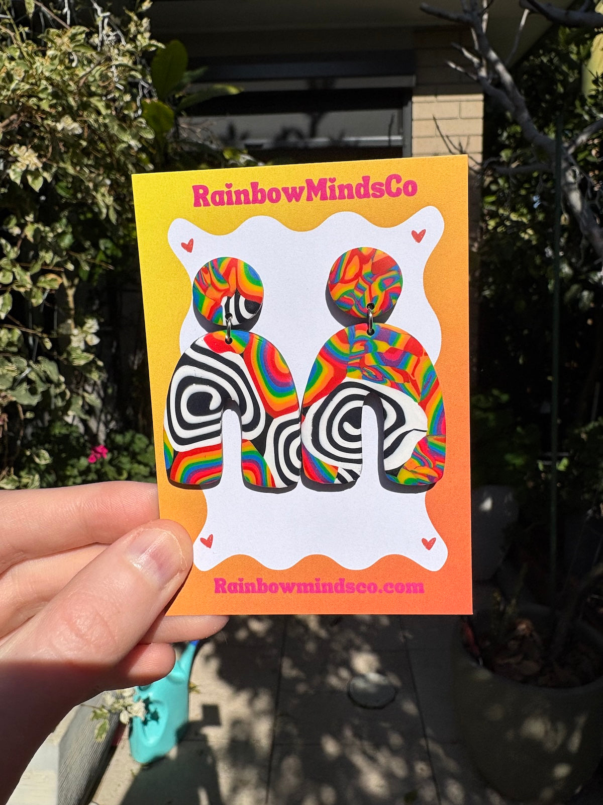 Retro Rave Polymer Clay Earrings- Rainbow Zebra Abstract Statement Jewellery Australia