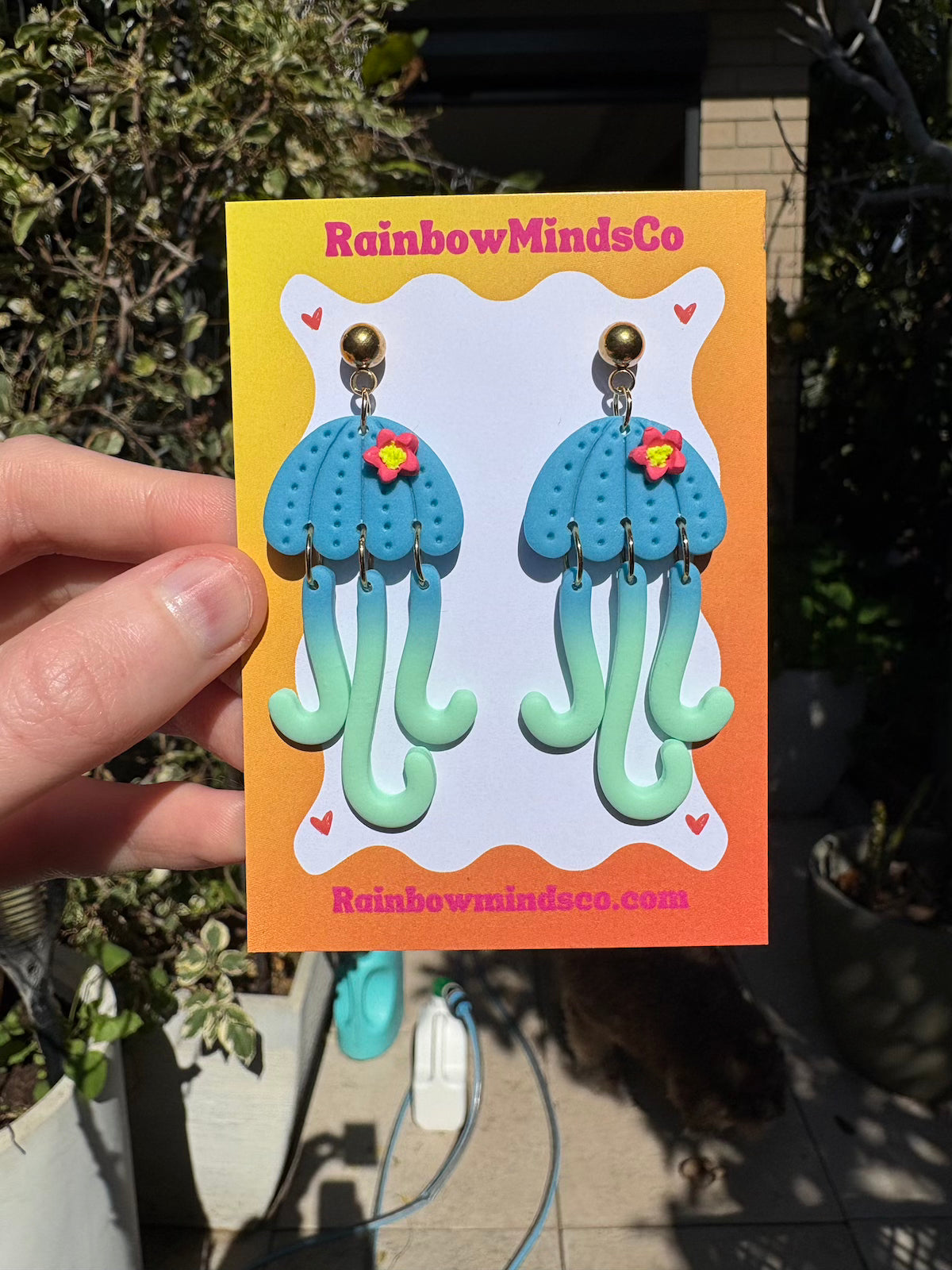 Jellybelly Dangles - Aqua Jellyfish Polymer Clay Earrings
