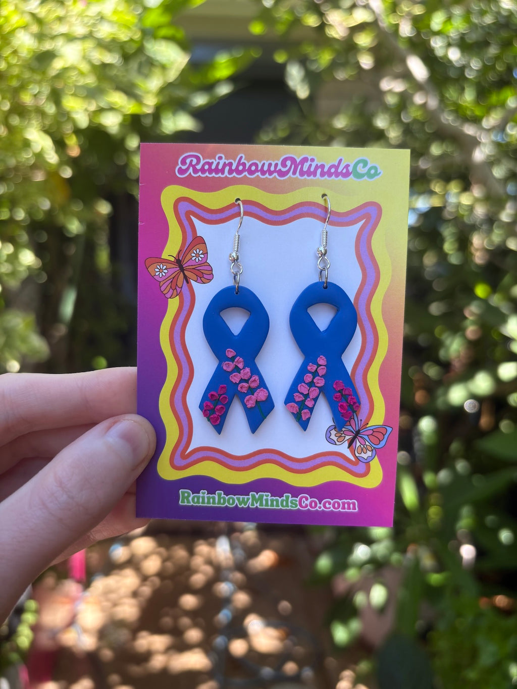 Cancer Awareness Ribbons with Floral Details- Polymer Clay Earrings