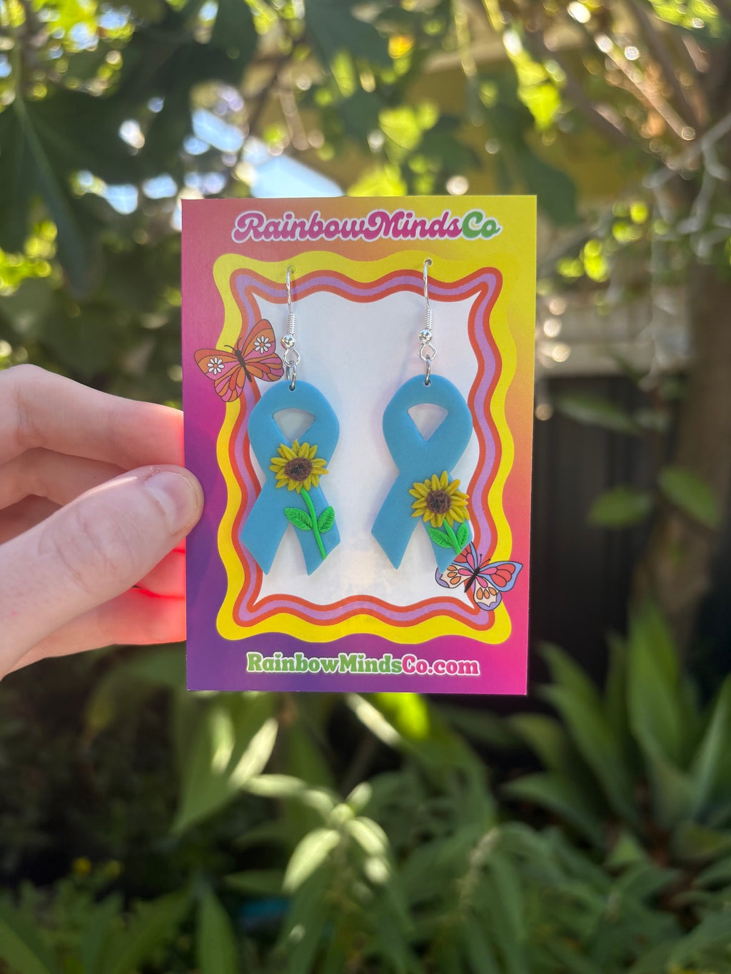 Cancer Awareness Ribbons with Floral Details- Polymer Clay Earrings