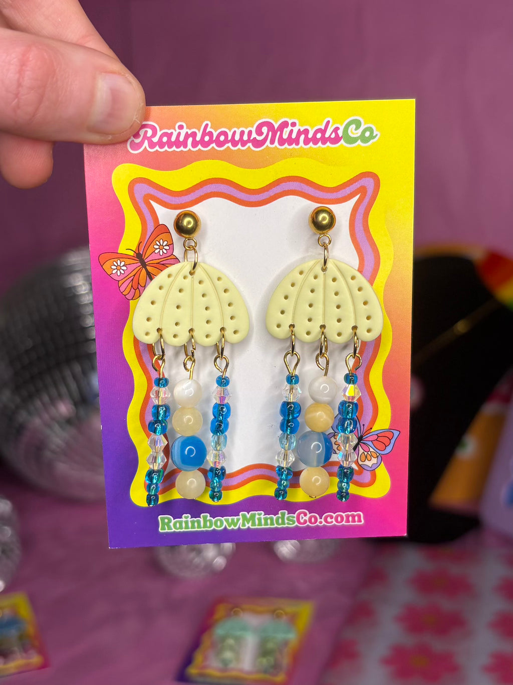 Sunny Shoals - Polymer Clay Jellyfish with gemstone beads