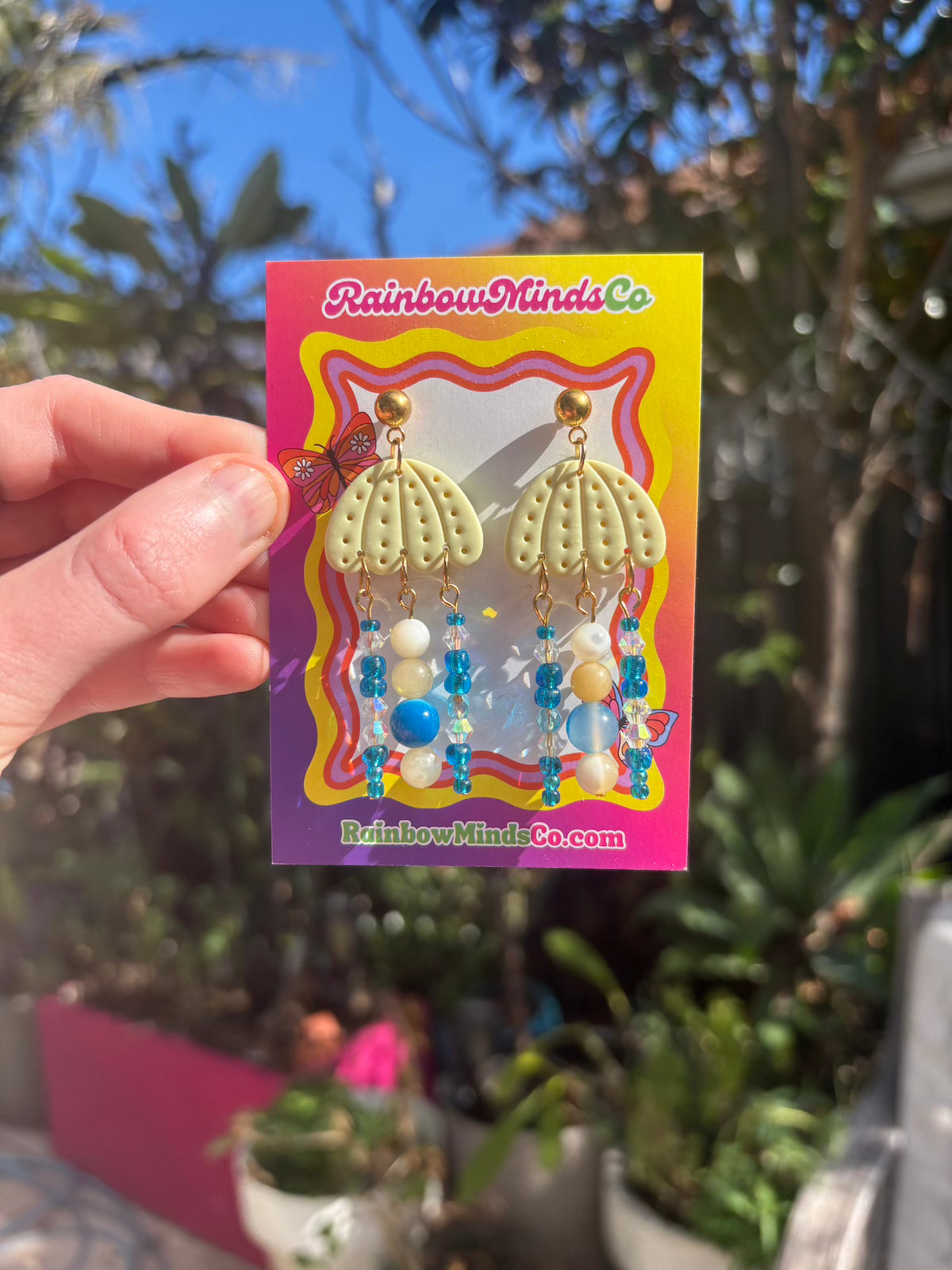 Sunny Shoals - Polymer Clay Jellyfish with gemstone beads