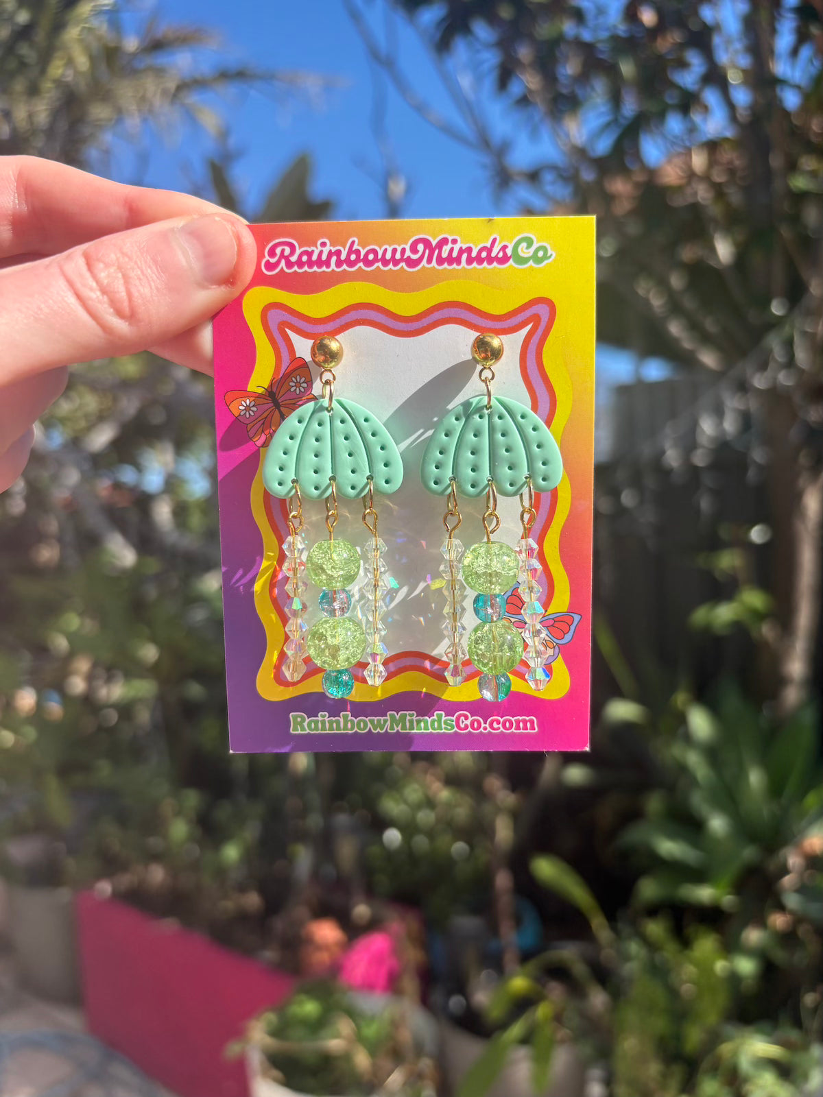 Seafoam Spark - Polymer Clay Jellyfish with glass beads