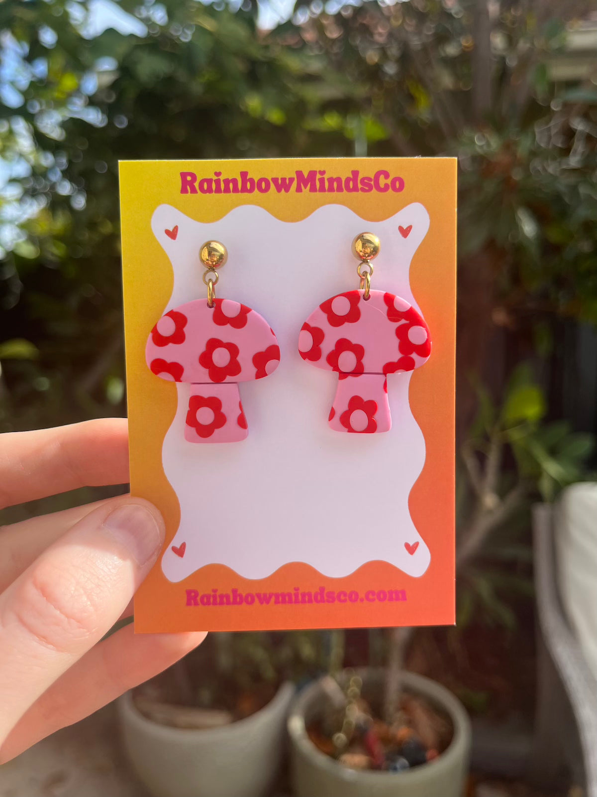 Petal Mushrooms - Pink Floral Mushroom Polymer Clay Earrings