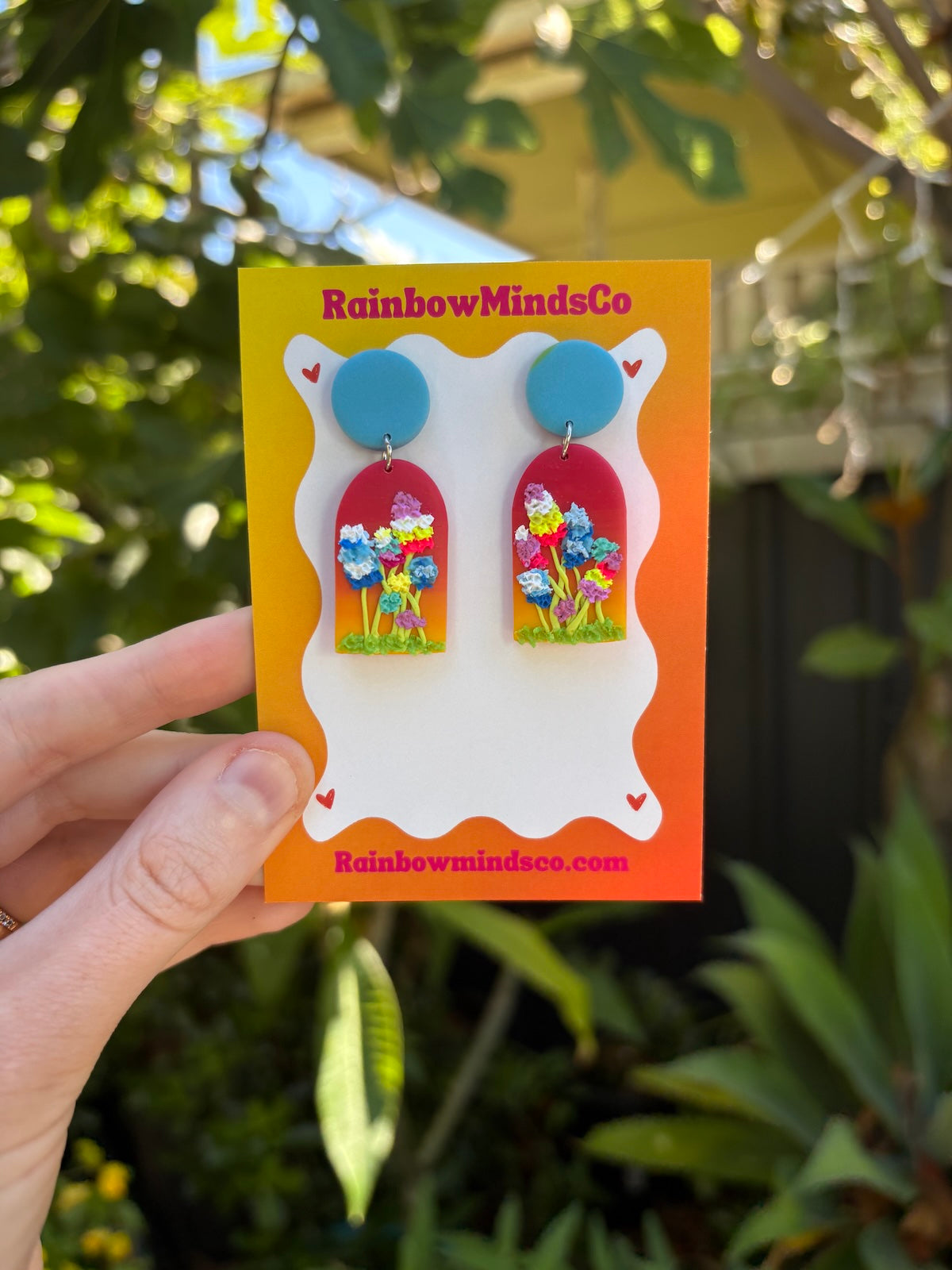 Sunset Meadow Polymer Clay Earrings- Colourful Wildflower Dangles